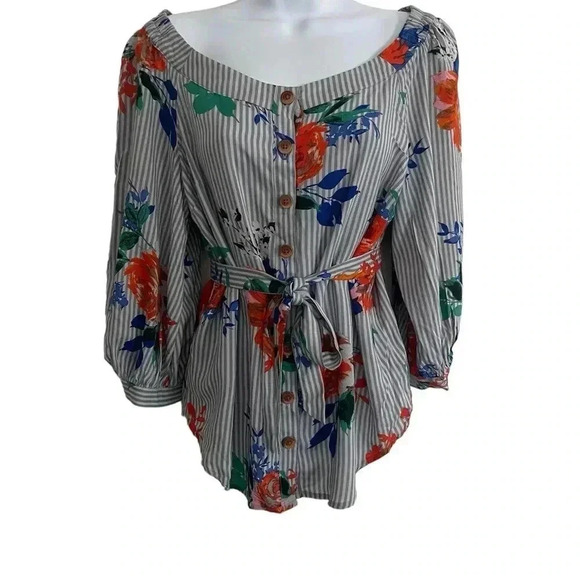 Anthropologie Maeve women’s top size 2 blouse Lilorne Floral sleek  button down - Picture 3 of 9